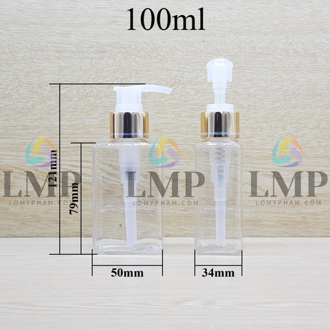 Chai lotion vuông vòi van xi 1 viền