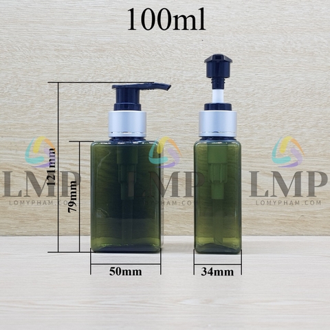 Chai lotion vuông vòi van xi 1 viền