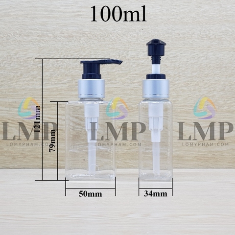 Chai lotion vuông vòi van xi 1 viền