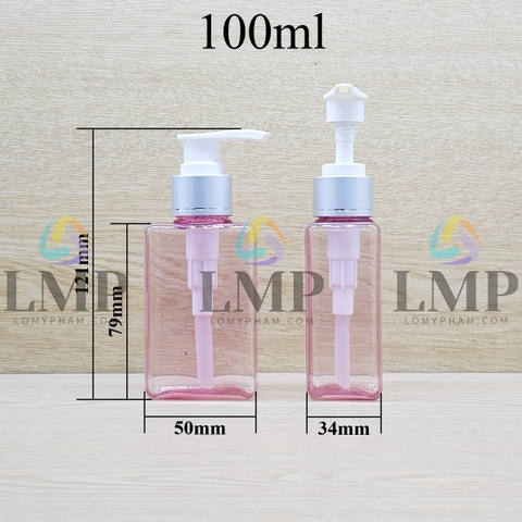 Chai lotion vuông vòi van xi 1 viền