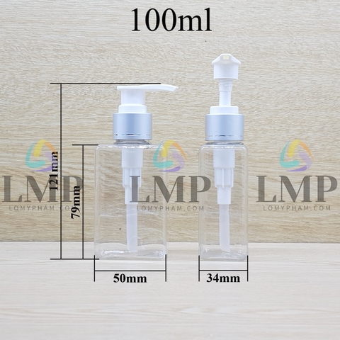 Chai lotion vuông vòi van xi 1 viền