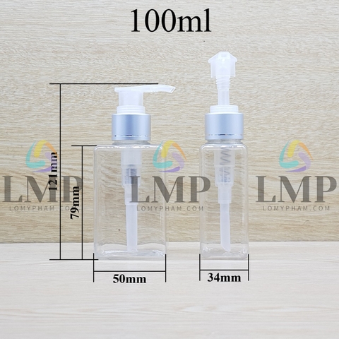 Chai lotion vuông vòi van xi 1 viền