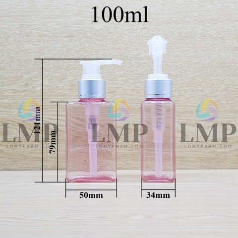 Chai lotion vuông vòi van xi 1 viền