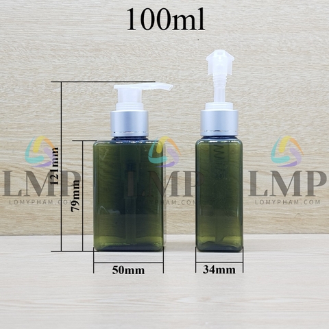 Chai lotion vuông vòi van xi 1 viền