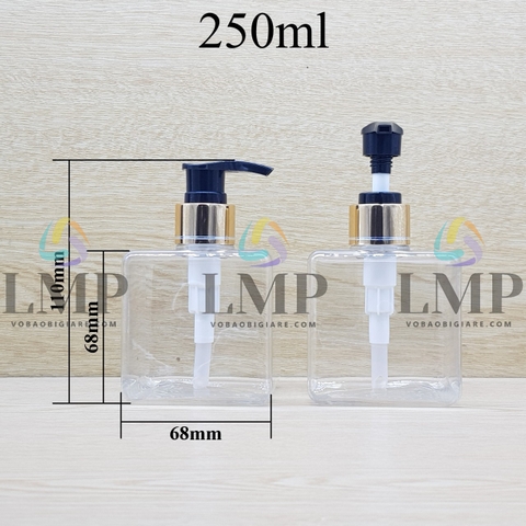 Chai lotion vuông vòi van xi 1 viền