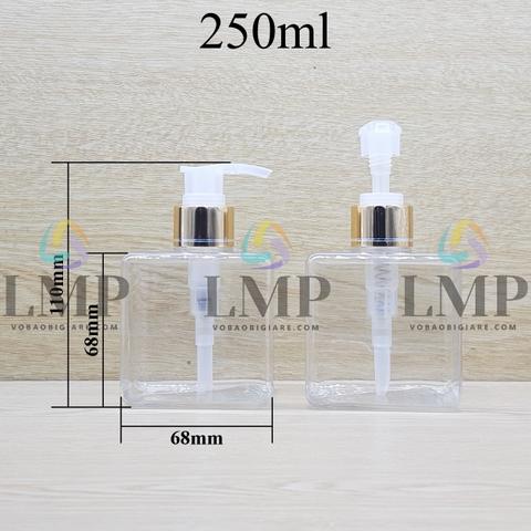 Chai lotion vuông vòi van xi 1 viền