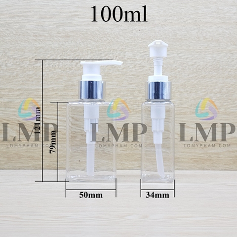 Chai lotion vuông vòi van xi KO viền