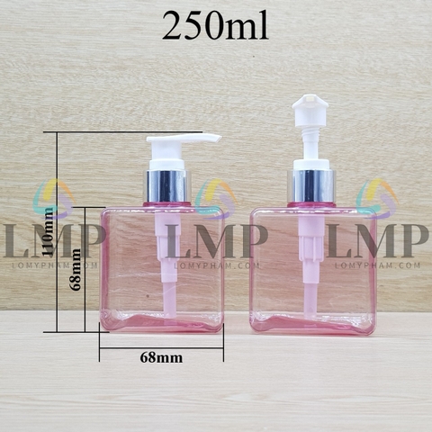 Chai lotion vuông vòi van xi KO viền