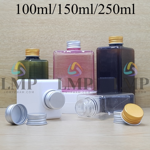 Chai lotion vuông nắp nhôm cuốn biên