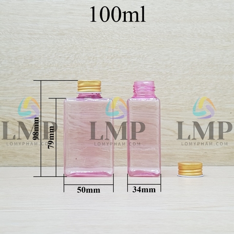 Chai lotion vuông nắp nhôm cuốn biên