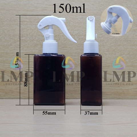 Chai lotion vuông đầu xịt kiếng có khóa