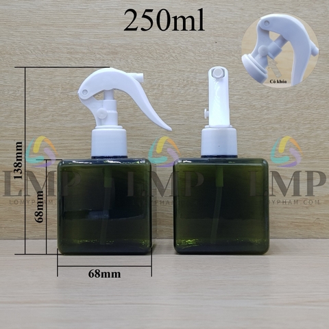 Chai lotion vuông đầu xịt kiếng có khóa