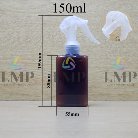 Chai lotion vuông đầu xịt kiếng có khóa