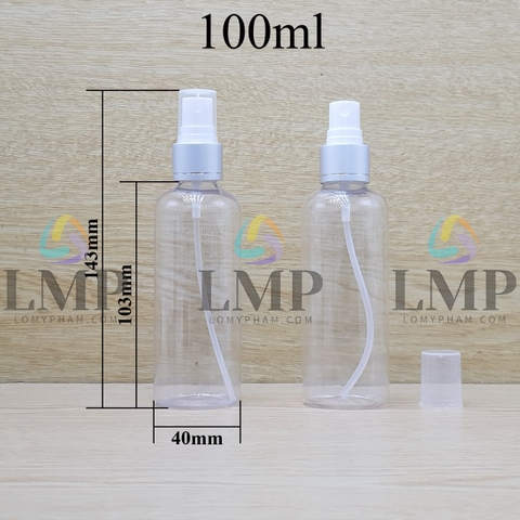 Chai vai tròn đầu phun sương xi 1 viền 100ml
