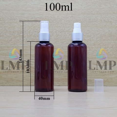 Chai vai tròn đầu phun sương xi 1 viền 100ml