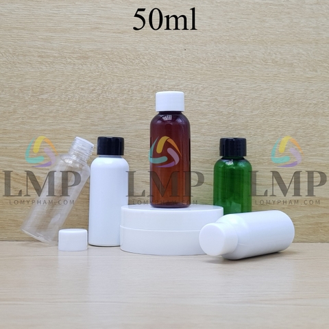 Chai vai tròn nắp vặn trơn 50ml ( có nút chặn )