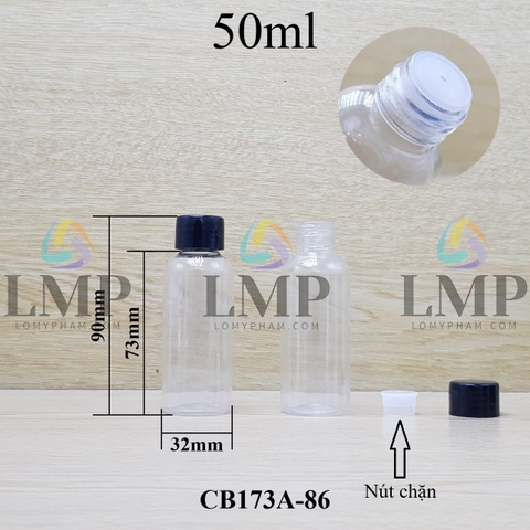 Chai vai tròn nắp vặn trơn 50ml ( có nút chặn )
