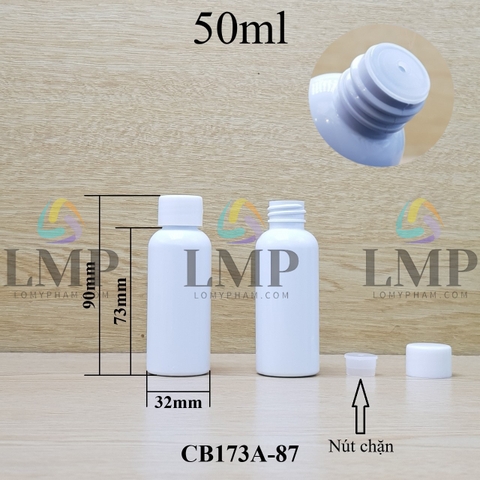 Chai vai tròn nắp vặn trơn 50ml ( có nút chặn )