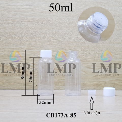 Chai vai tròn nắp vặn trơn 50ml ( có nút chặn )