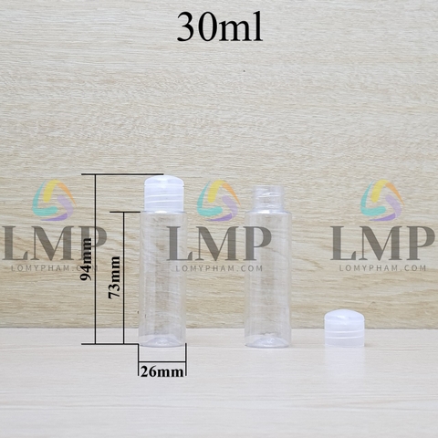 Chai vai ngang nắp bật trơn 30ml