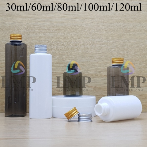 Chai PETG vai ngang nắp nhôm cuốn