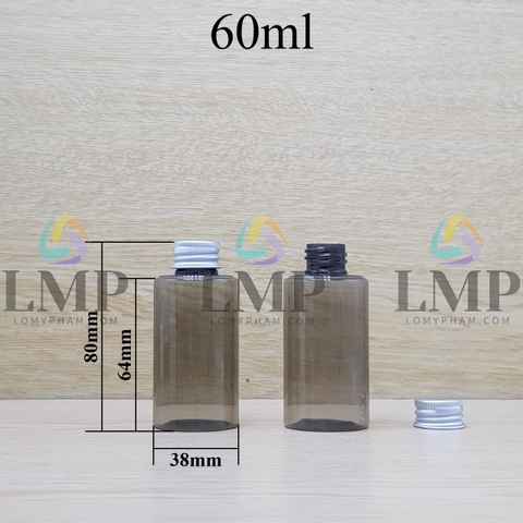 Chai PETG vai ngang nắp nhôm cuốn