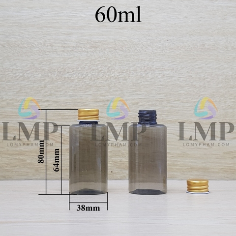 Chai PETG vai ngang nắp nhôm cuốn