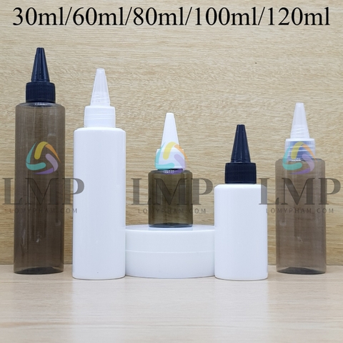 Chai PETG vai ngang nắp nhọn sọc