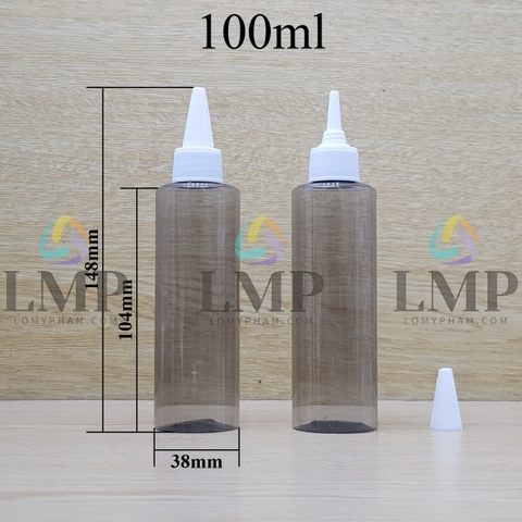 Chai PETG vai ngang nắp nhọn sọc