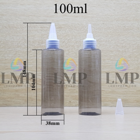 Chai PETG vai ngang nắp nhọn sọc