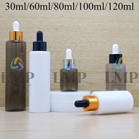 Chai PETG vai ngang nắp bóp khoen nhôm 100ml