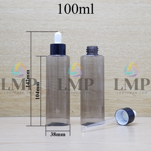 Chai PETG vai ngang nắp bóp khoen nhôm 100ml