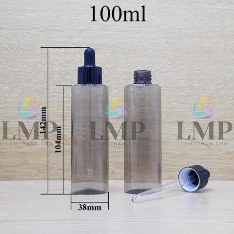 Chai PETG vai ngang nắp bóp khoen nhôm 100ml