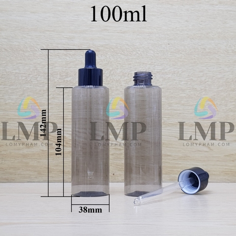Chai PETG vai ngang nắp bóp khoen nhôm 100ml