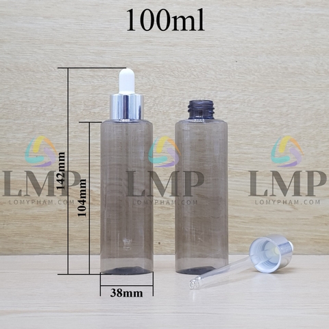 Chai PETG vai ngang nắp bóp khoen nhôm 100ml