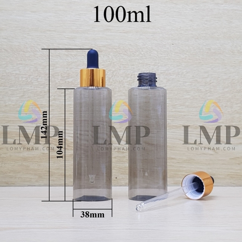 Chai PETG vai ngang nắp bóp khoen nhôm 100ml