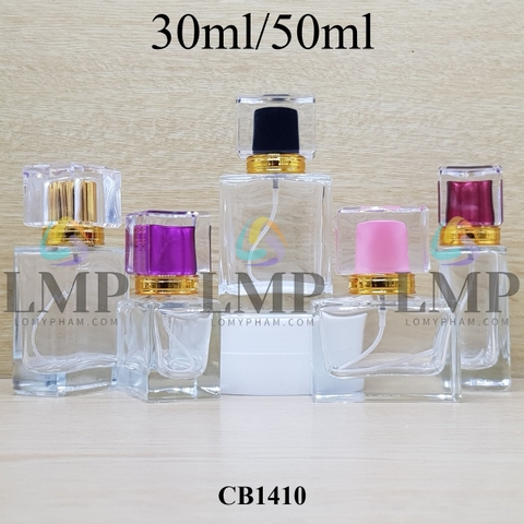 Chai nước hoa vuông nắp nhiều màu