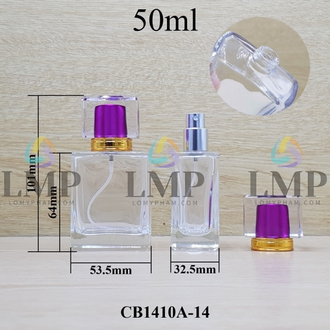 Chai nước hoa vuông nắp nhiều màu