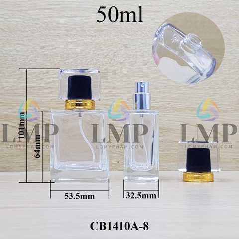 Chai nước hoa vuông nắp nhiều màu