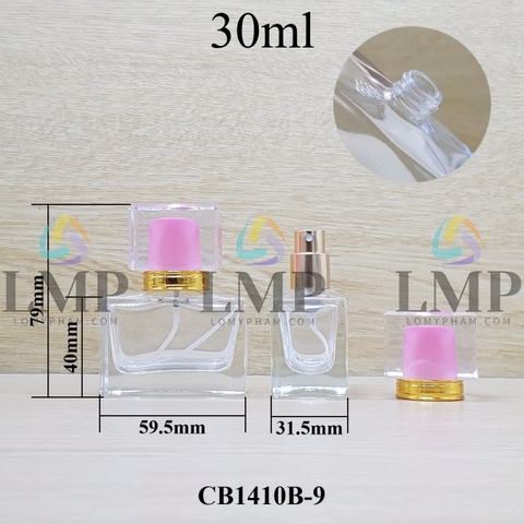 Chai nước hoa vuông nắp nhiều màu