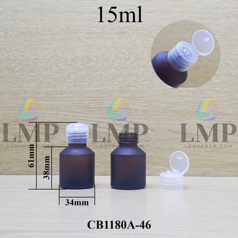 Chai thủy tinh vát nắp bật trơn 15ml