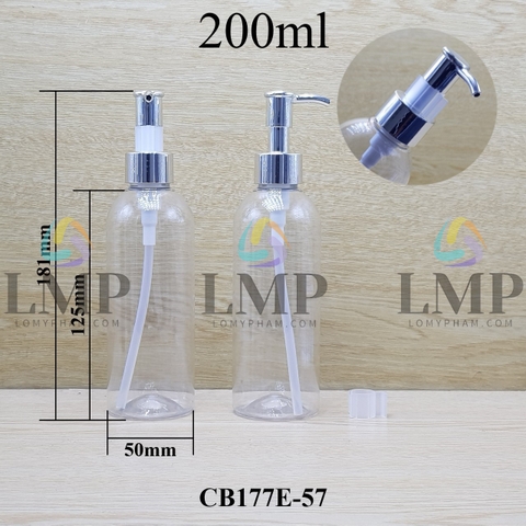 Chai 24g vai tròn vòi pump dài xi 200ml