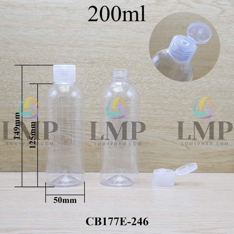 Chai 24g vai tròn nắp bật sọc 200ml