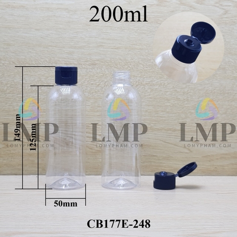 Chai 24g vai tròn nắp bật sọc 200ml