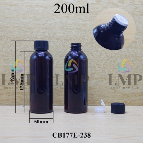 Chai 24g vai tròn nắp child resistant 200ml