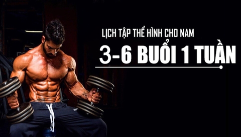 Lịch tập Gym, Thể Hình 3-6 buổi trên 1 tuần chuẩn cho Nam giới