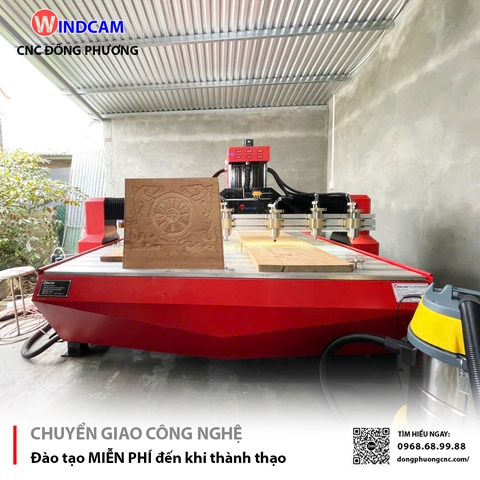 Máy CNC đục chi tiết hoa văn quan tài gỗ tại Huế