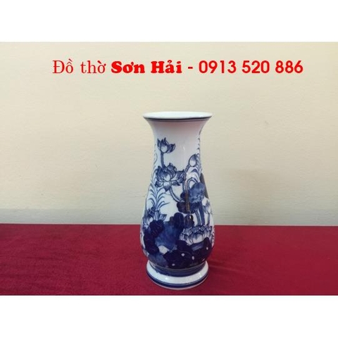 Lọ hoa Bát Tràng, lọ Huệ, men lam giả cổ cao cấp, cao 25cm