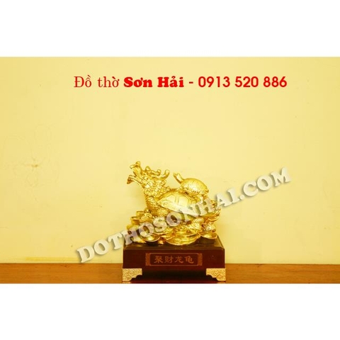 Tượng rùa trong phong thủy cõng con, 16cm x 20cm