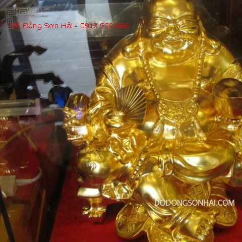 Đúc tượng Phật Di Lặc ngồi bằng đồng, dát vàng 9999, mã D12